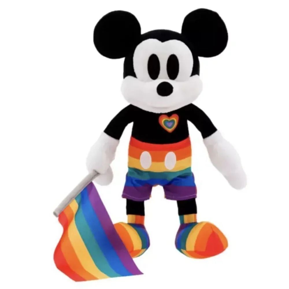 Disney Parks Mickey Mouse Rainbow Pride Collection 14" Plush with flag 2023